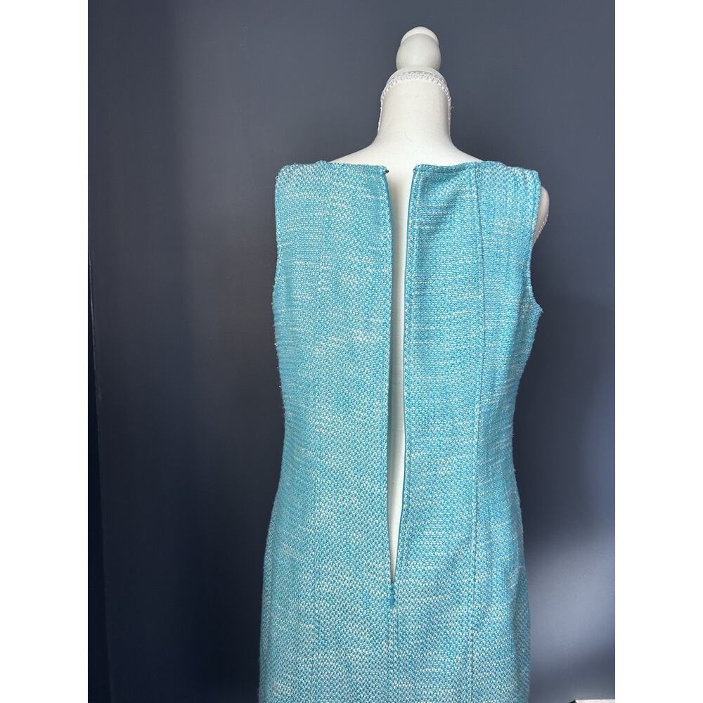 Talbots Sleeveless Dress Teal Tweed Summer Spring Coastal Preppy Classic 12P - Picture 7 of 13